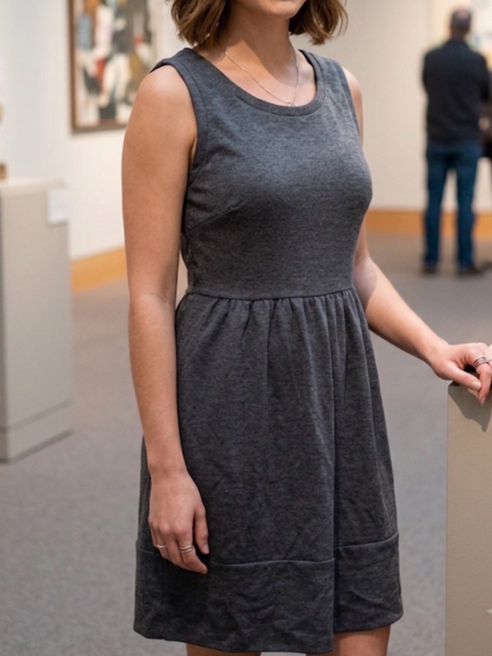 Daisy Fuentes Charcoal Sleeveless Scoop-Neck Dress